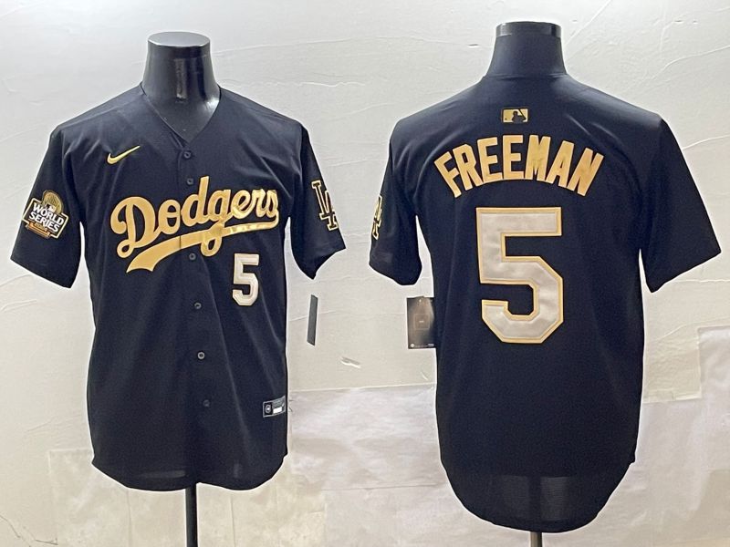 Men Los Angeles Dodgers #5 Freeman Black Gold Nike 2025 MLB Jersey style 4255